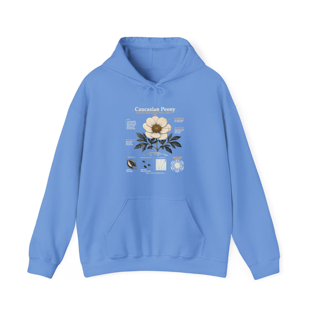 Magnolia Botany Hoodie — 'Caucasian Peony' Floral Diagram Hooded Sweatshirt