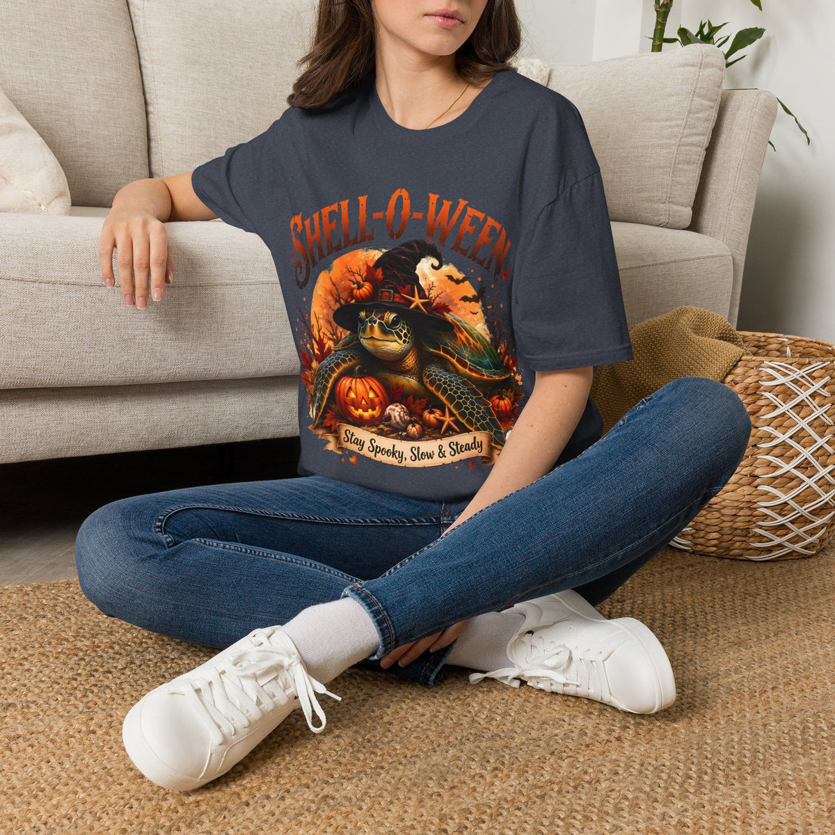 Shell-O-Ween T-Shirt — Spooky Pumpkin Witch Halloween Tee