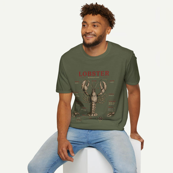 Lobster Anatomy T-Shirt — Vintage Nautical Seafood Diagram Tee