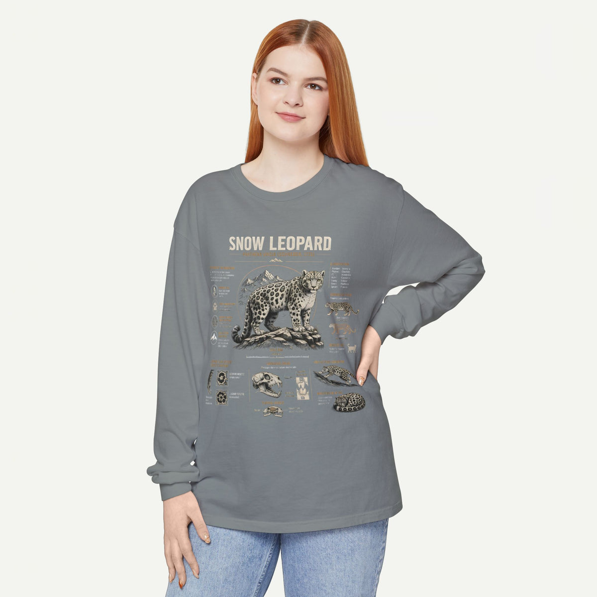 Snow Leopard Wildlife Anatomy Long Sleeve Tee