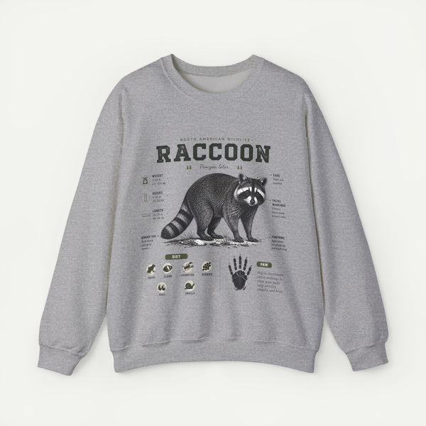 Raccoon Anatomy  Sweatshirt — Vintage Wildlife Illustration
