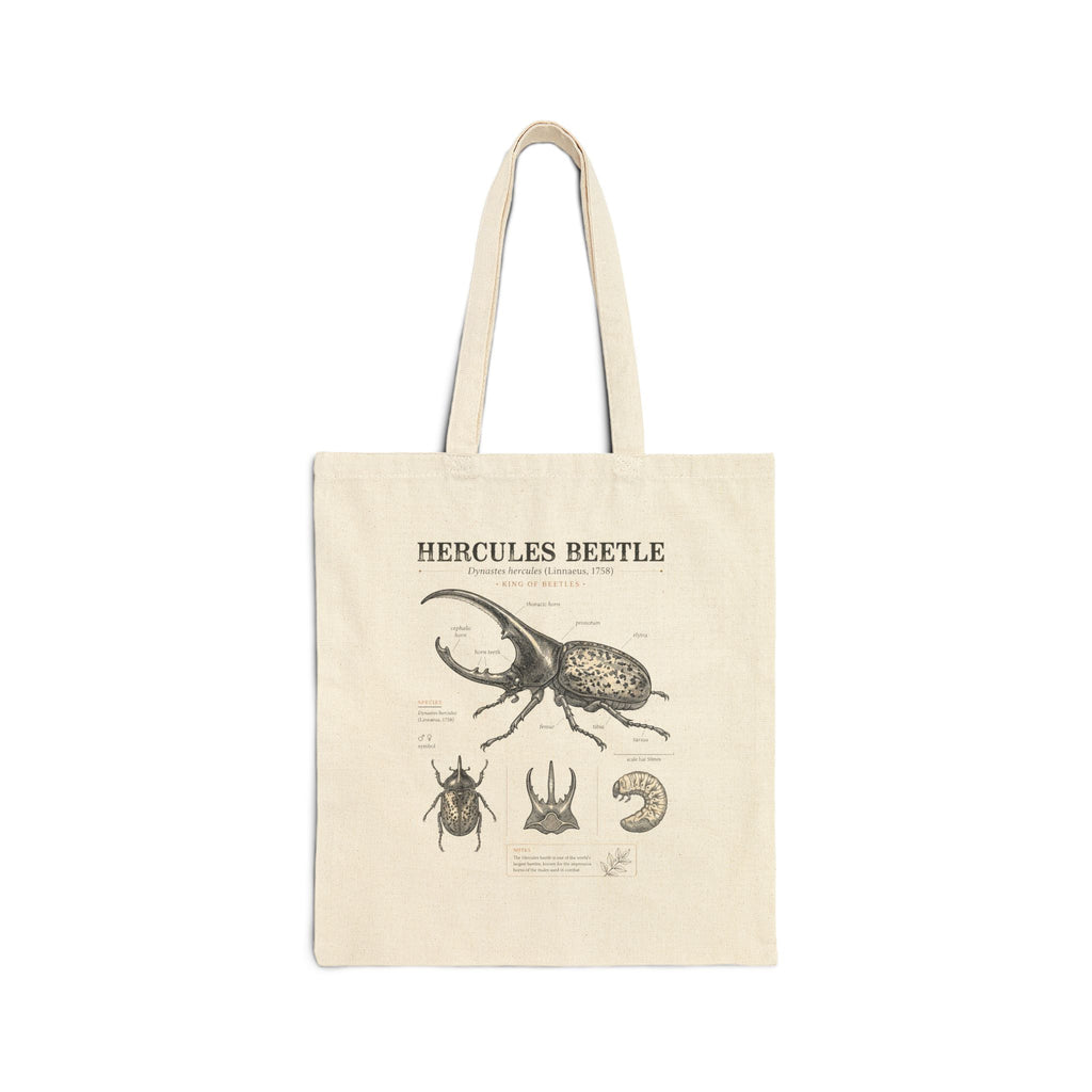 Hercules Beetle Anatomy Cotton Tote Bag — Vintage Entomology Illustration Eco Shopper