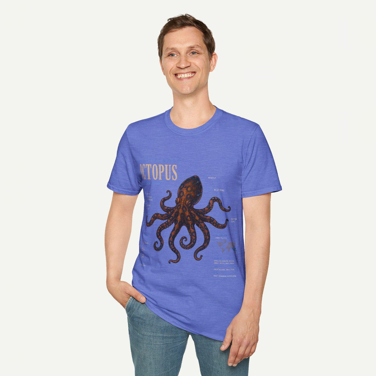 Octopus Anatomy Graphic T-Shirt — Vintage Blue-Ringed Octopus Design