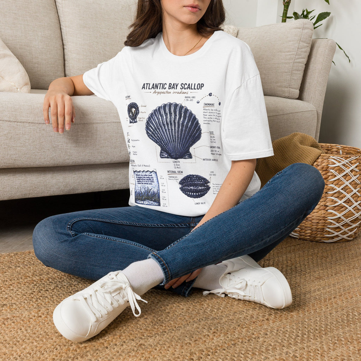 Scallop Shell Anatomy T‑Shirt — Atlantic Bay Scallop Illustration Tee