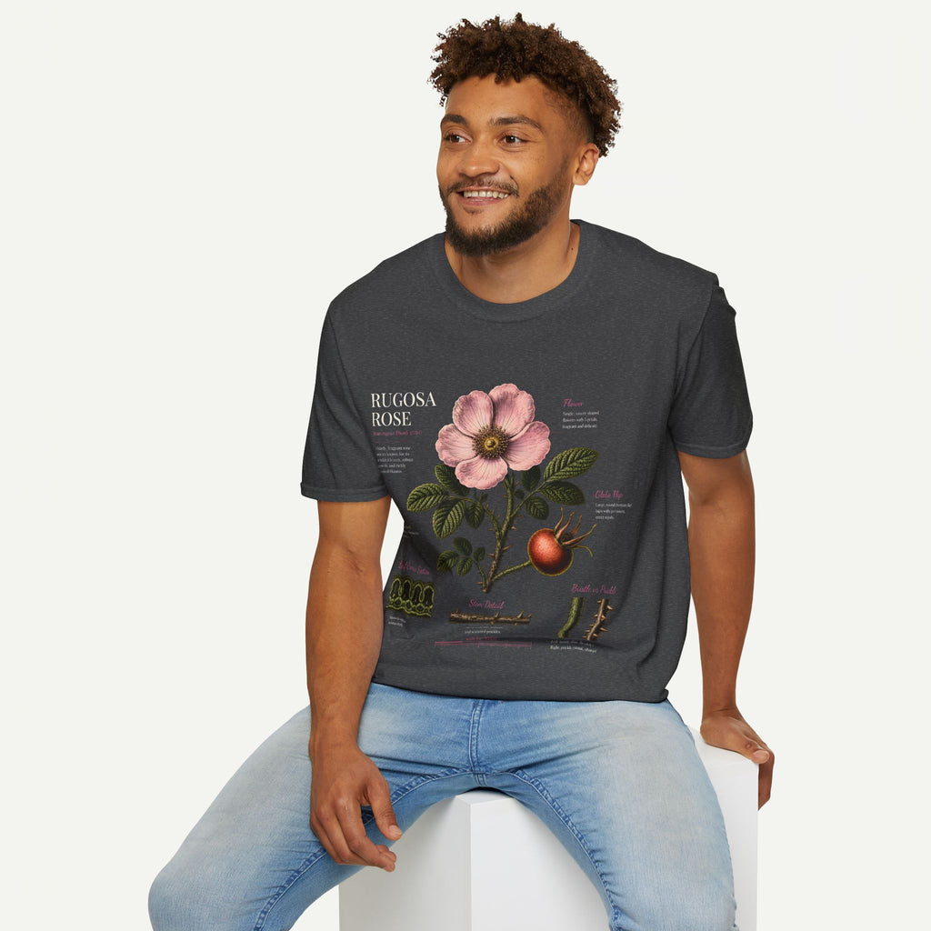 Botanical Rose Anatomy T-Shirt – Vintage Floral Illustration Tee
