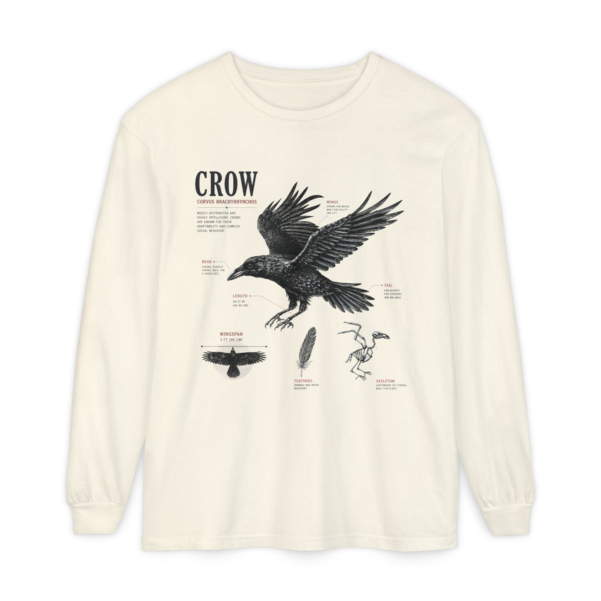 Crow Anatomy Long Sleeve Tee