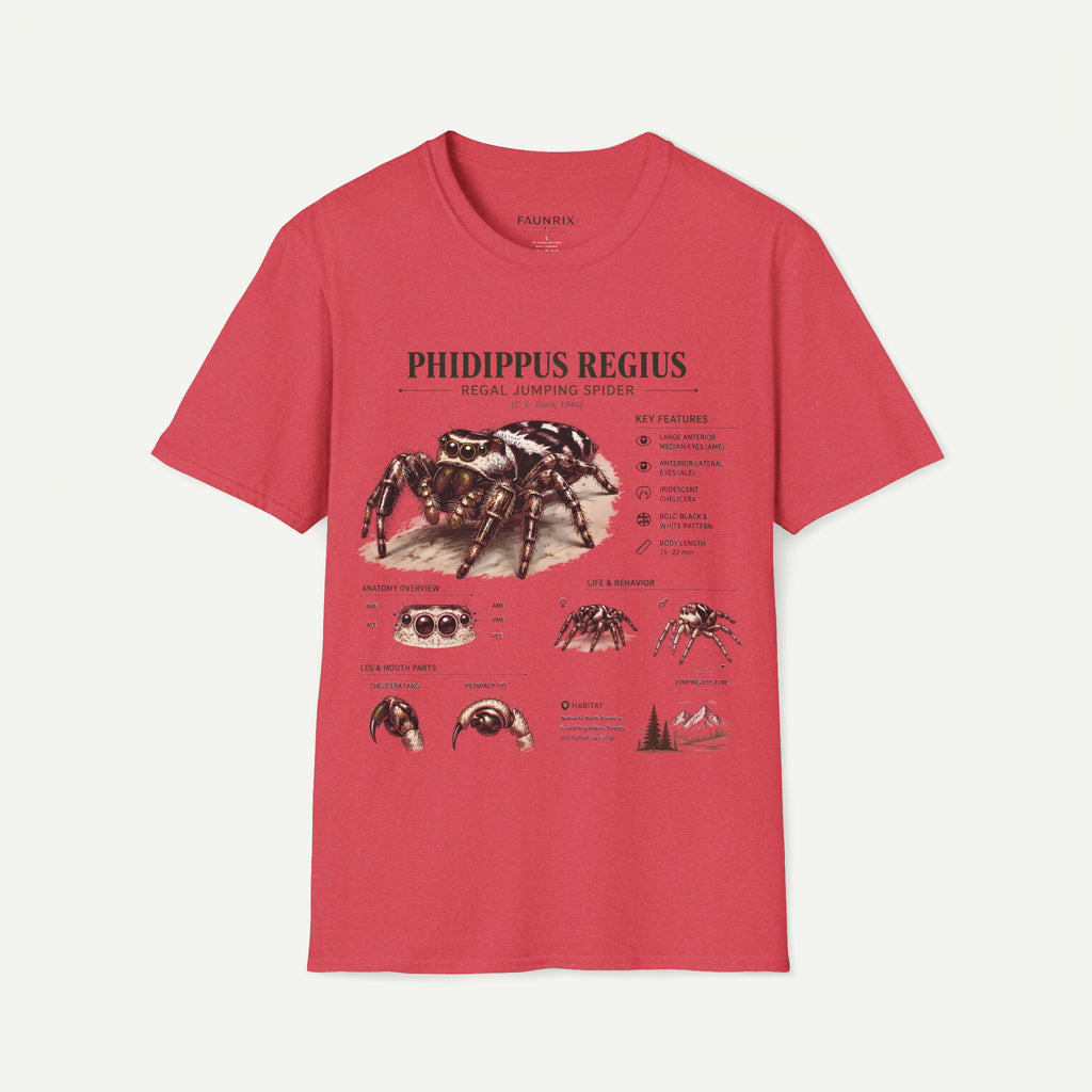 Phidippus Regius Jumping Spider Anatomy T-Shirt — Educational Arachnid Tee