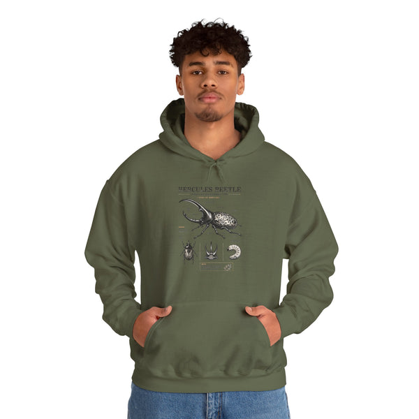 Hercules Beetle Anatomy Hoodie — Vintage Entomology Illustration Sweatshirt