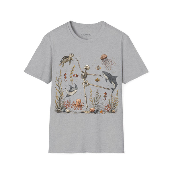 Skeleton & Sea Creatures T-Shirt — Whimsical Underwater Ocean Art Tee