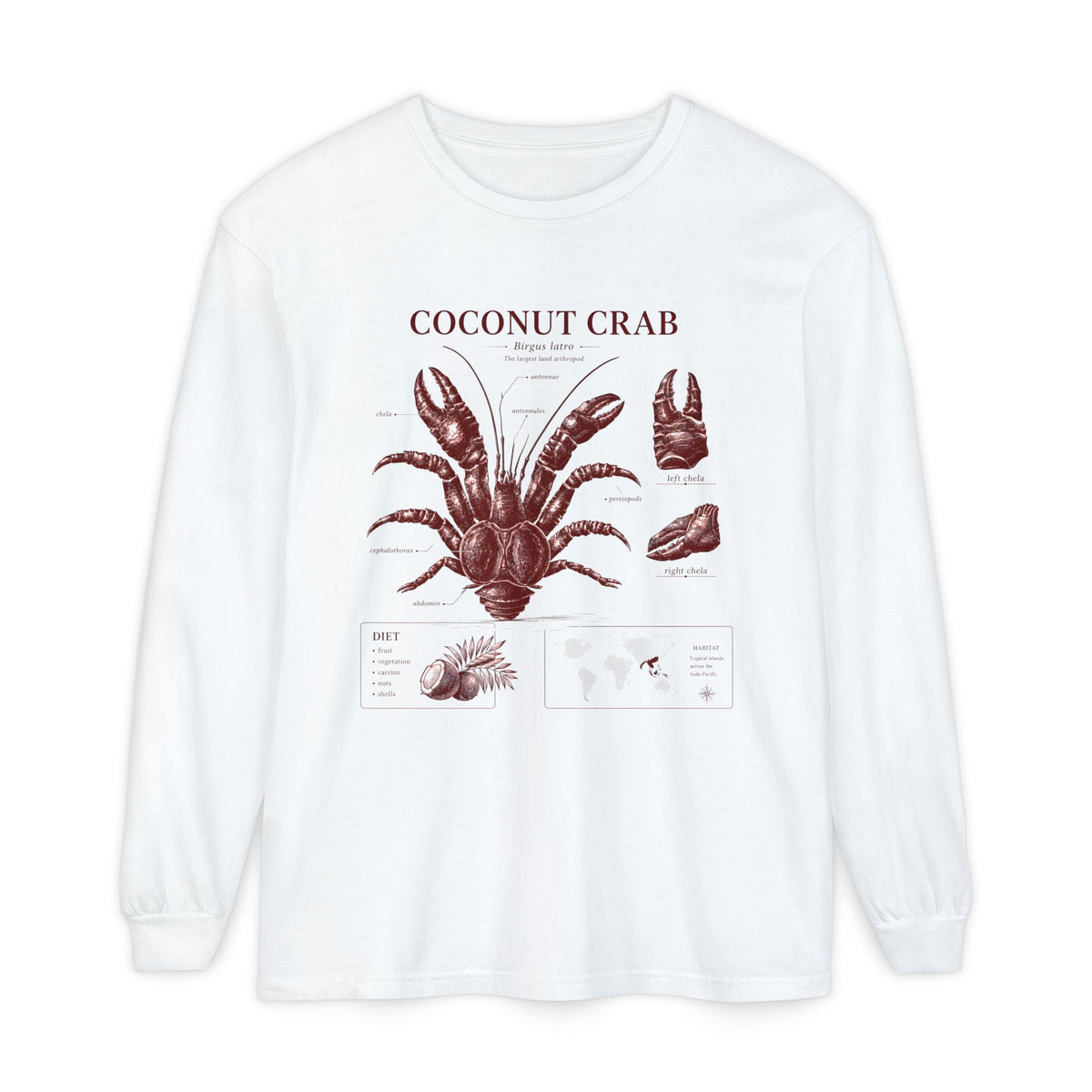Coconut Crab Long Sleeve Tee — Vintage Marine Illustration Main image