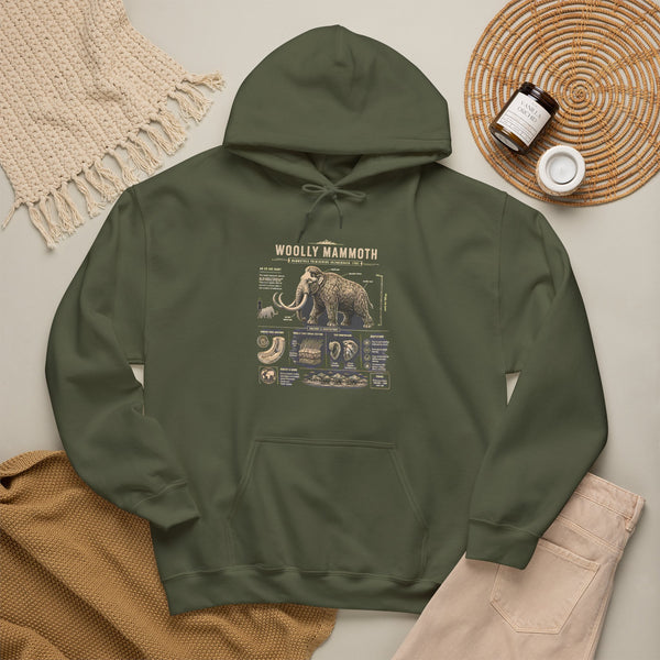 Woolly Mammoth Diagram Hoodie — Vintage Natural History Graphic Sweatshirt