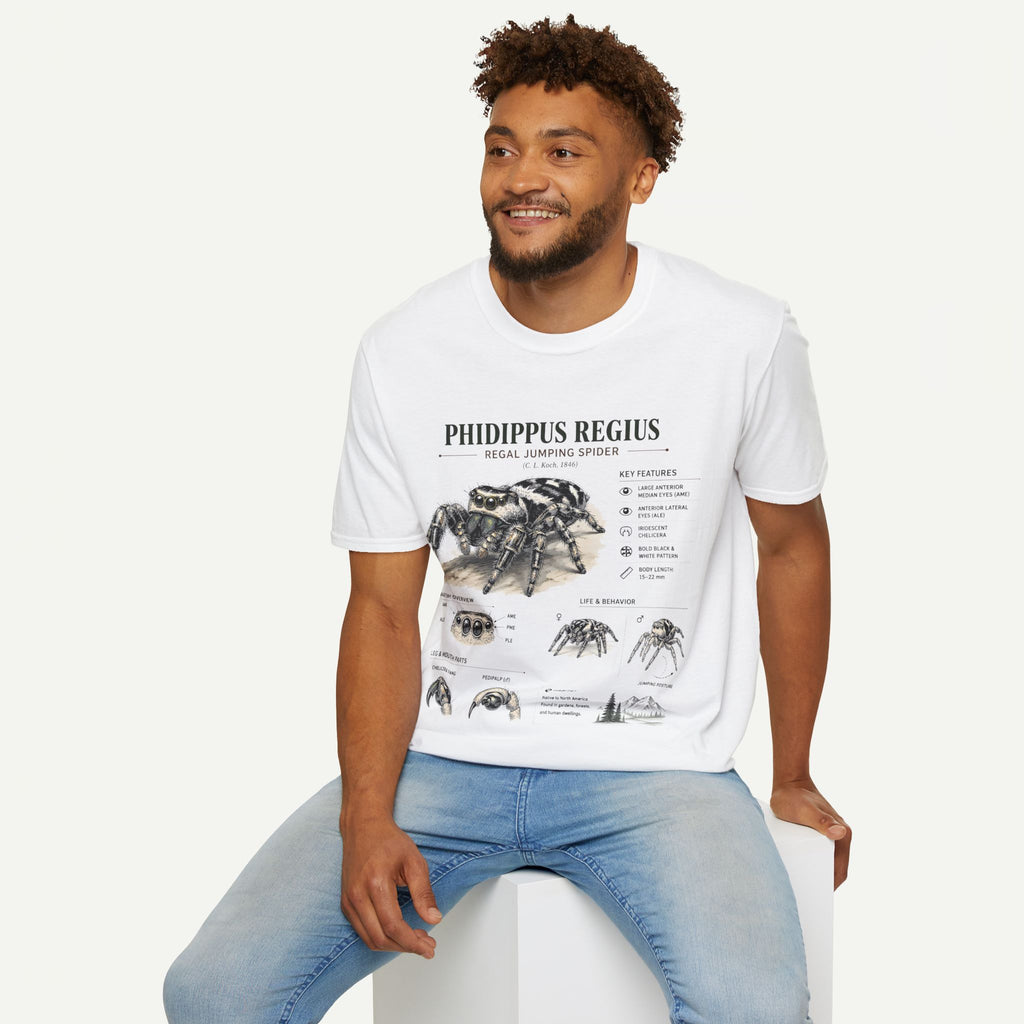 Phidippus Regius Jumping Spider Anatomy T-Shirt — Educational Arachnid Tee