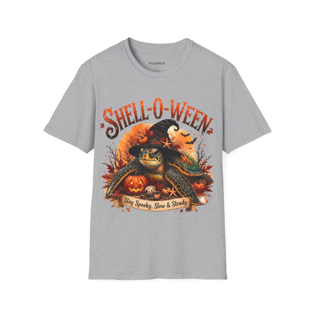 Shell-O-Ween T-Shirt — Spooky Pumpkin Witch Halloween Tee