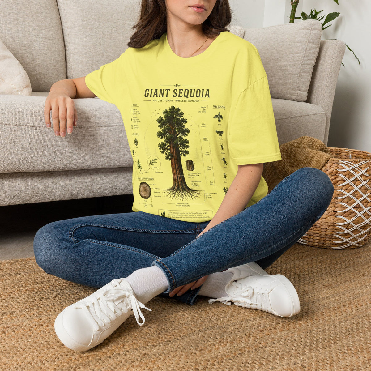 Giant Sequoia Anatomy T-Shirt — Botanical Tree Illustration Tee