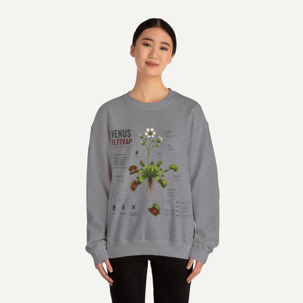 Venus Flytrap Botanical Crewneck Sweatshirt — Vintage Plant Illustration Tee