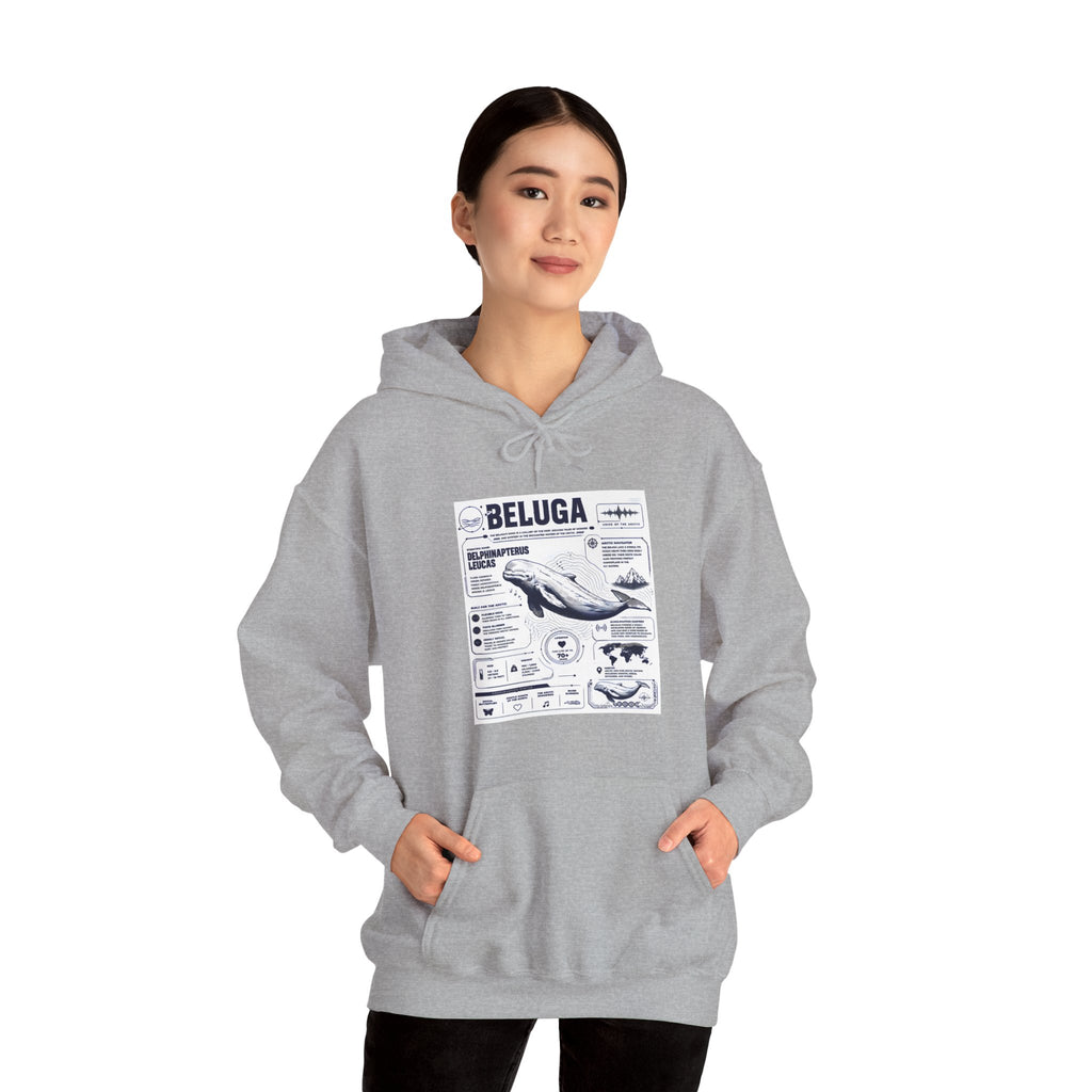 Beluga Whale Graphic Hoodie - Marine Life Diagram Sweatshirt