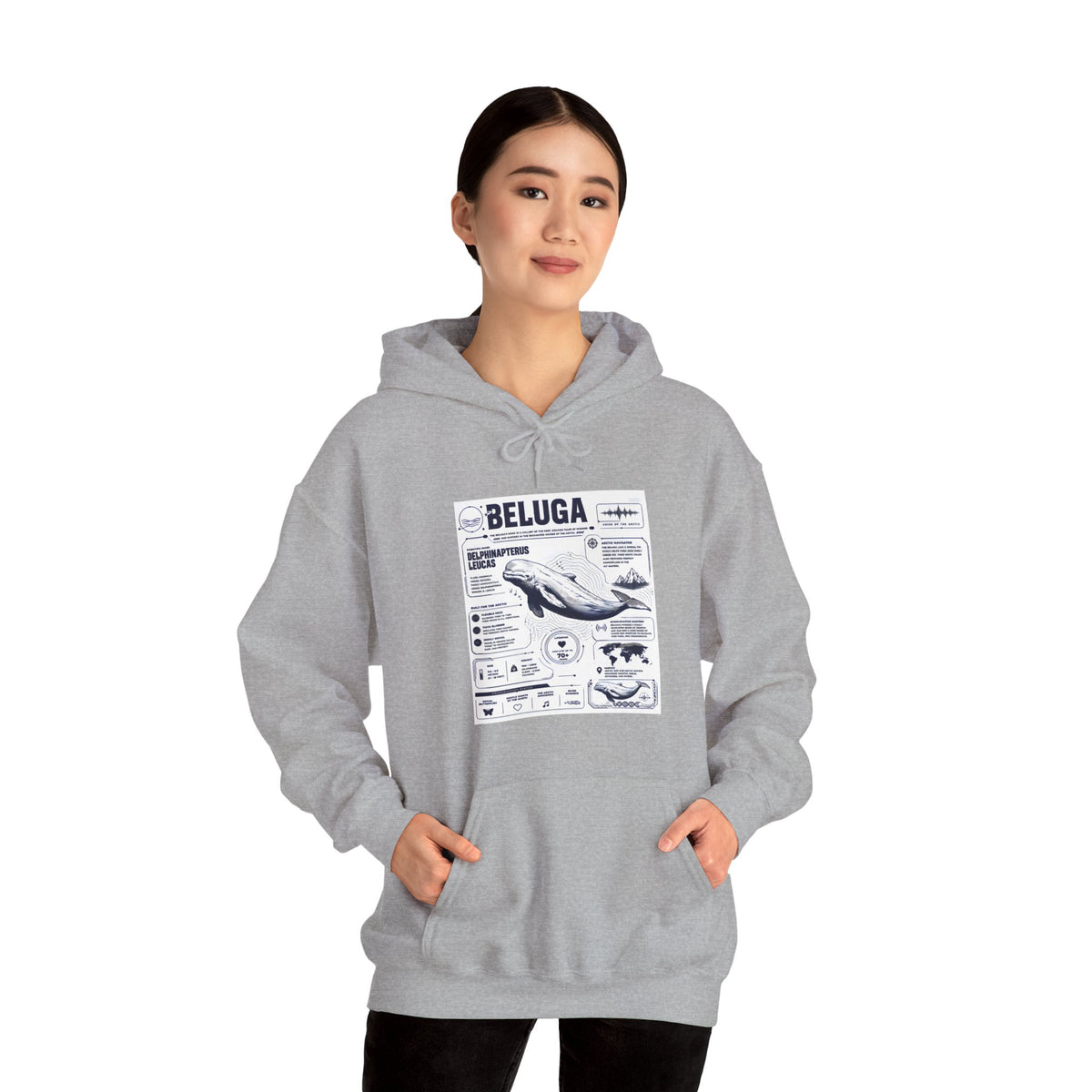 Beluga Whale Graphic Hoodie - Marine Life Diagram Sweatshirt