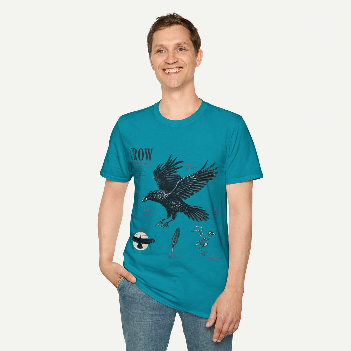 Crow Anatomy Graphic T-Shirt — Vintage Raven Illustration Tee