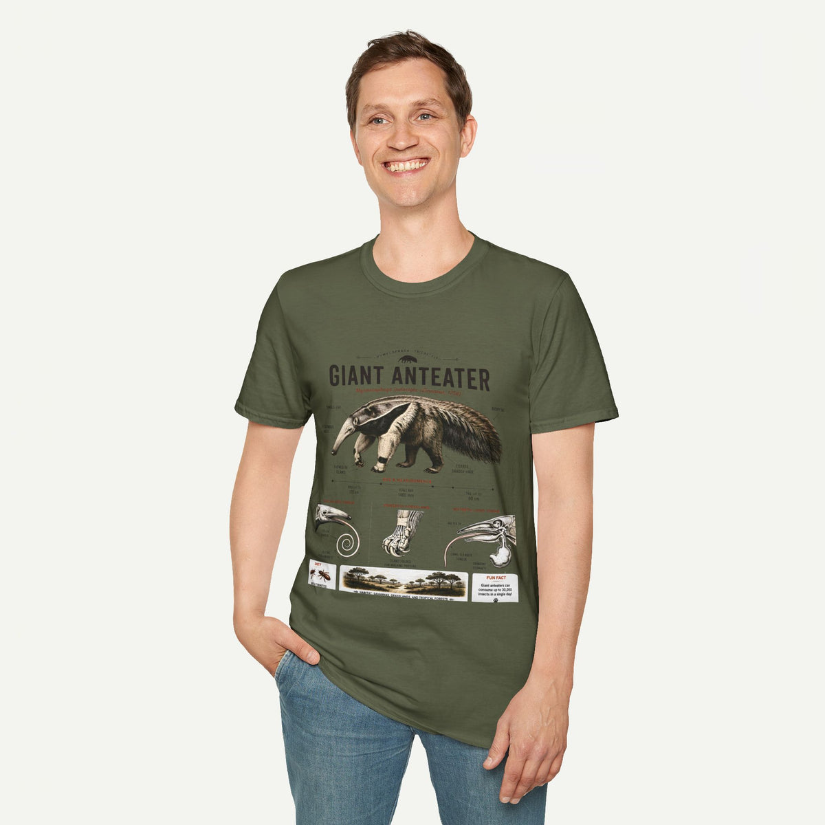 Giant Anteater Anatomy Tee — Vintage Natural History Animal Graphic T-Shirt