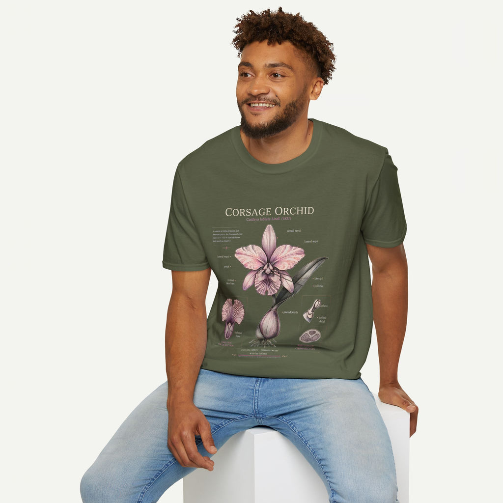 Corsage Orchid T-Shirt — Botanical Floral Diagram Tee