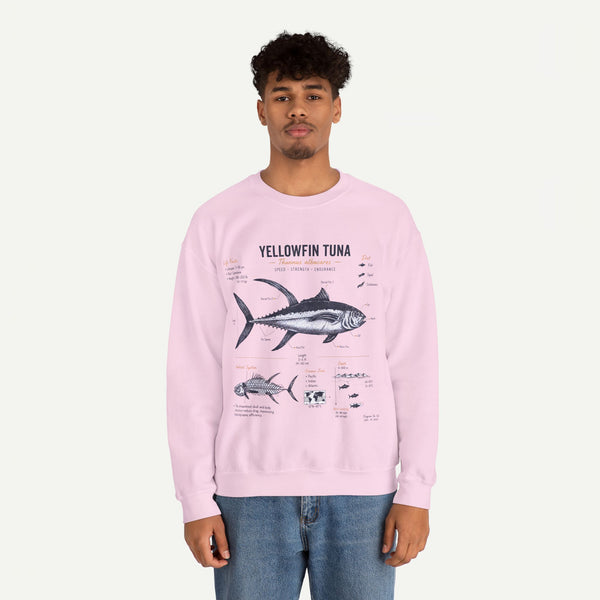 Yellowfin Tuna Anatomy Sweatshirt — Vintage Fish Illustration Crewneck