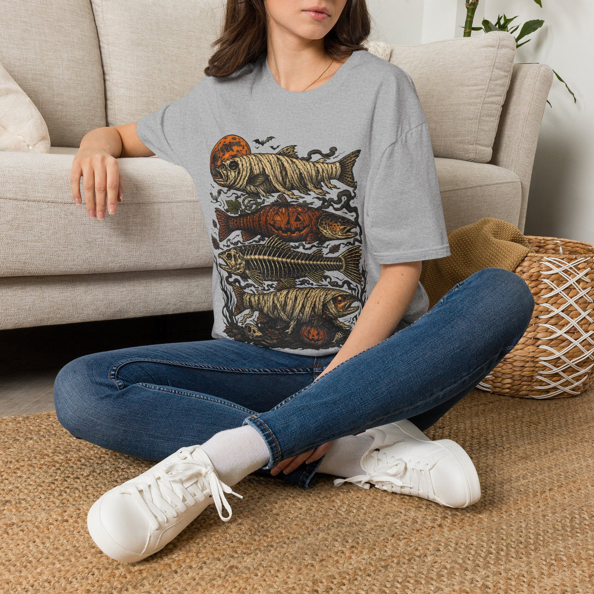 Halloween Pumpkin Fish T-Shirt — Spooky Koi Graphic Tee