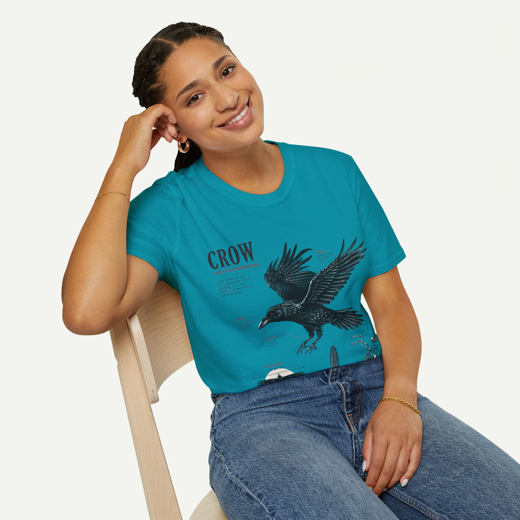 Crow Anatomy Graphic T-Shirt — Vintage Raven Illustration Tee