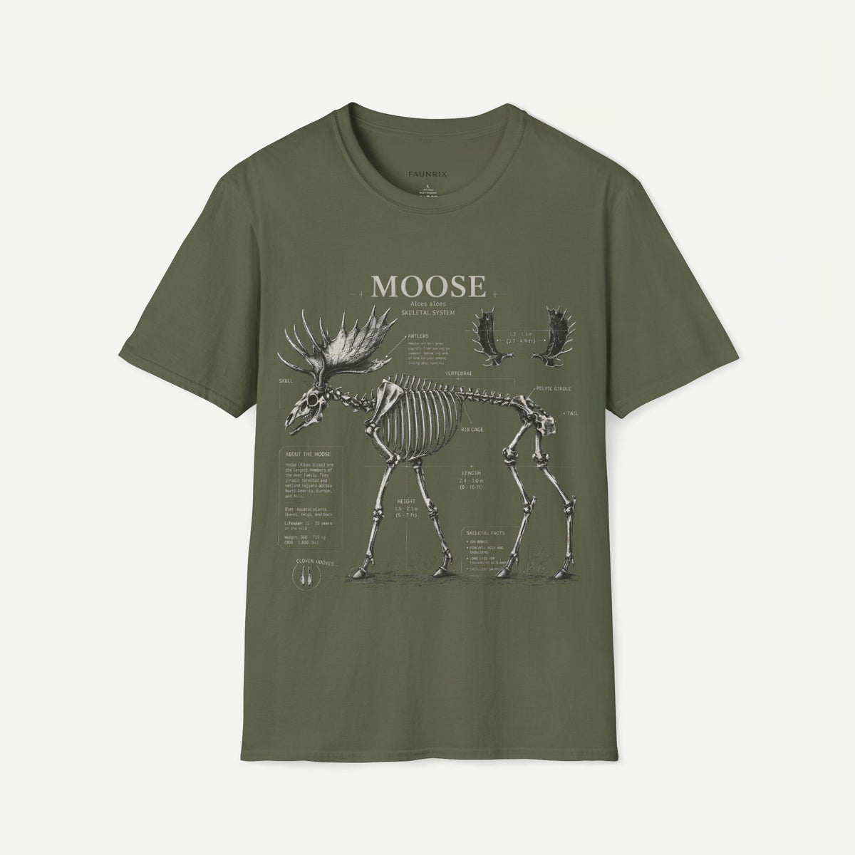 Moose Skeleton Anatomy T-Shirt — Vintage Natural History Graphic Tee Main image