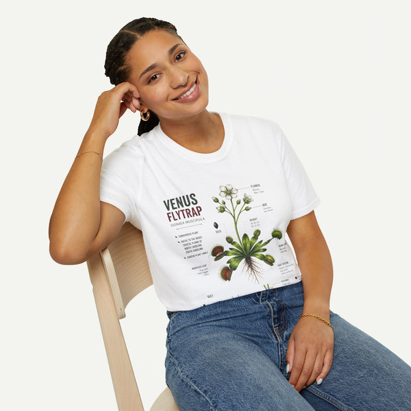 Venus Flytrap Anatomy Botanical T-Shirt – Illustrated Plant Diagram Tee