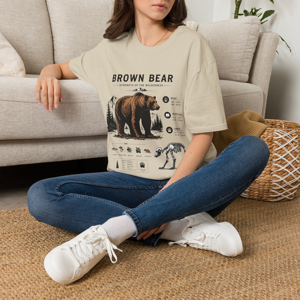 Brown Bear Anatomy Graphic T-Shirt — Wildlife Illustration Tee