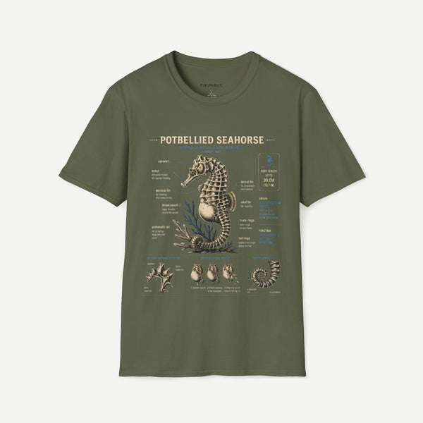 Seahorse Anatomy T-Shirt — Vintage Potbellied Seahorse Illustration