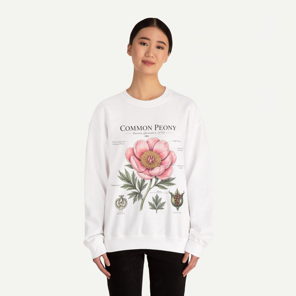 Peony Botanical Sweatshirt — "Common Peony" Floral Crewneck
