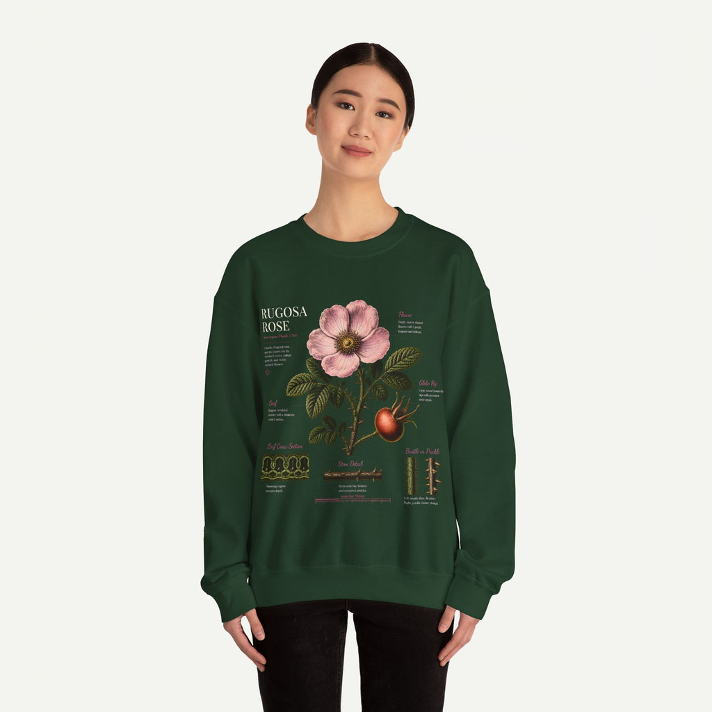 Botanical Rose Crewneck Sweatshirt – Vintage Floral Illustration