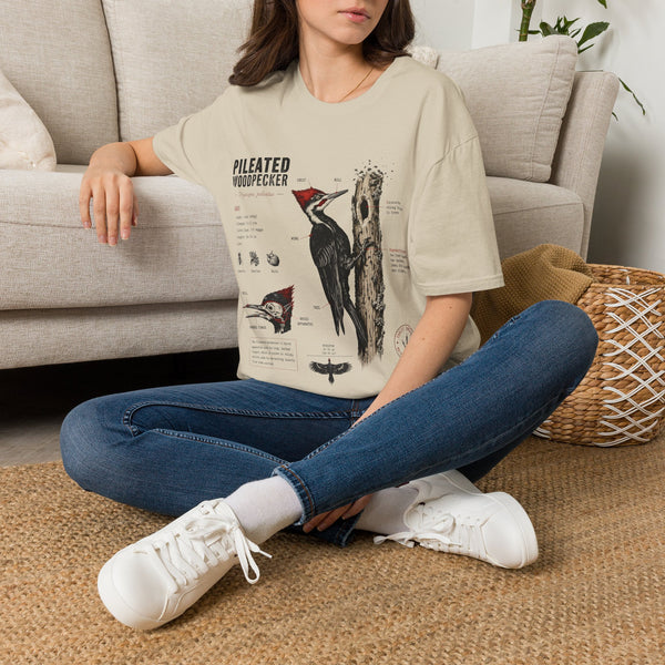 Pileated WoodpeckerAnatomy T-Shirt — Vintage Ornithology Bird Illustration Tee