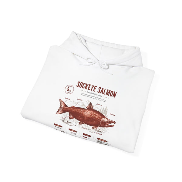 Sockeye Salmon Anatomy Hoodie — Fishing Chart Graphic Sweatshirt