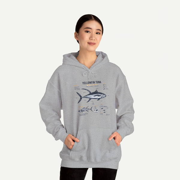 Yellowfin Tuna Anatomy Hoodie — Fishing Diagram Sweatshirt