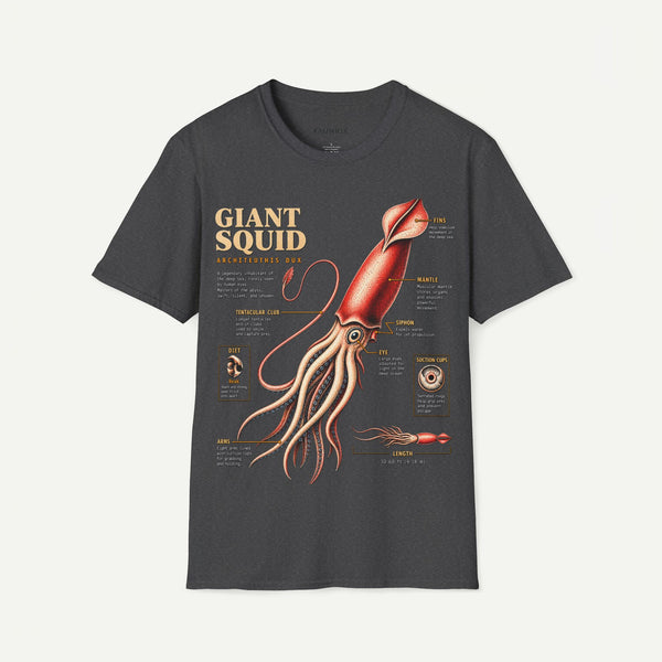Squid Anatomy Graphic T-Shirt — 'Giant Squid' Vintage Scientific Illustration