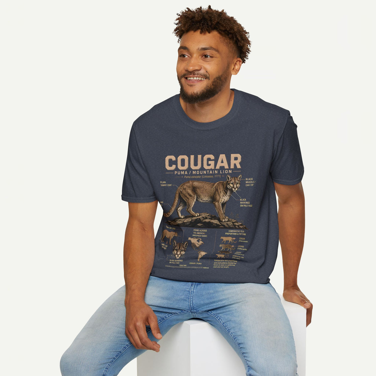 Cougar Puma Mountain Lion Anatomy Graphic T-Shirt