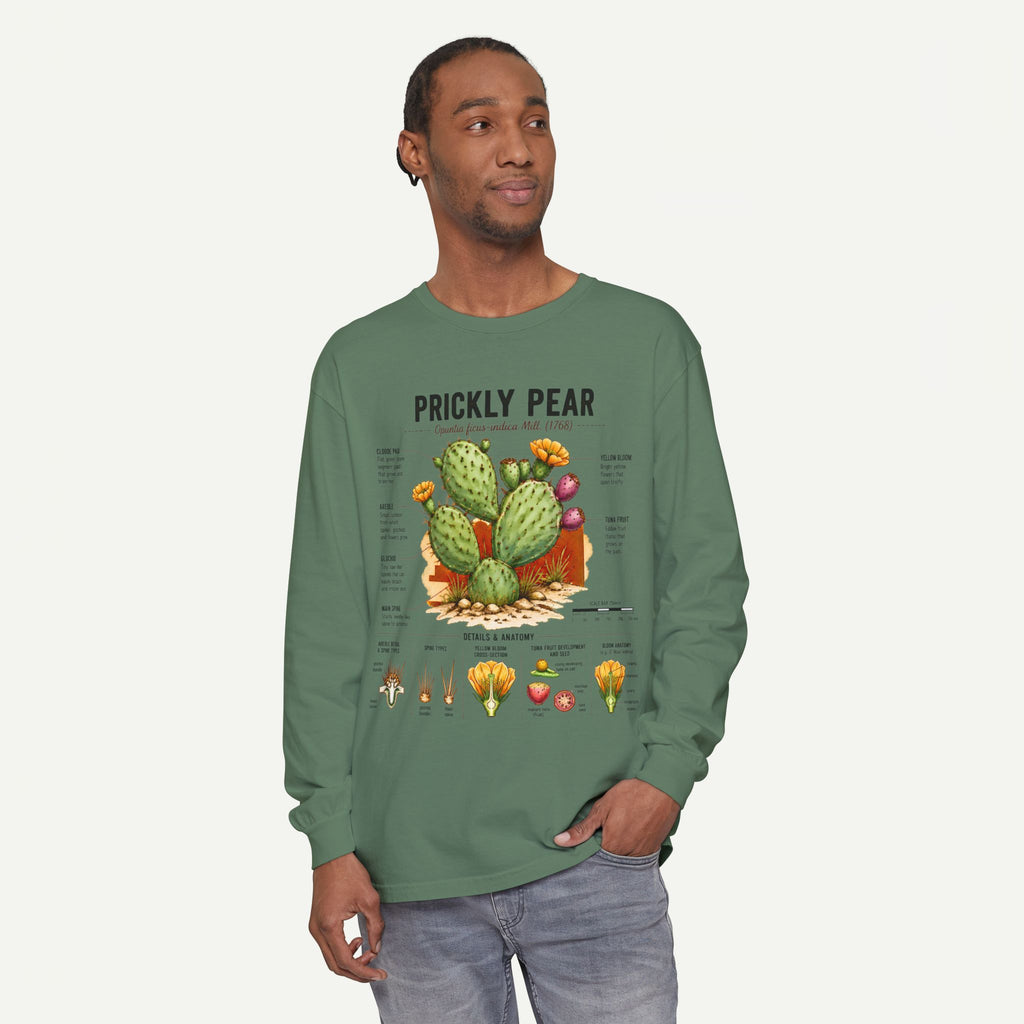 Prickly Pear Botanical Long Sleeve T-Shirt — Cactus Illustration & Plant Facts