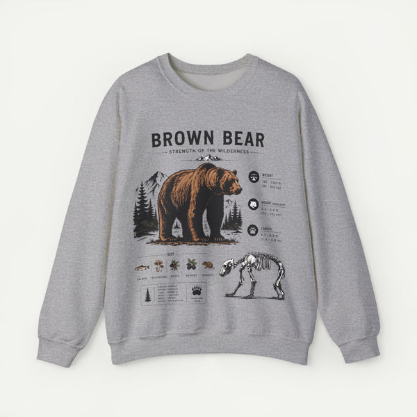 Brown Bear Anatomy Sweatshirt — Wildlife Illustration Graphic Sweatshirt