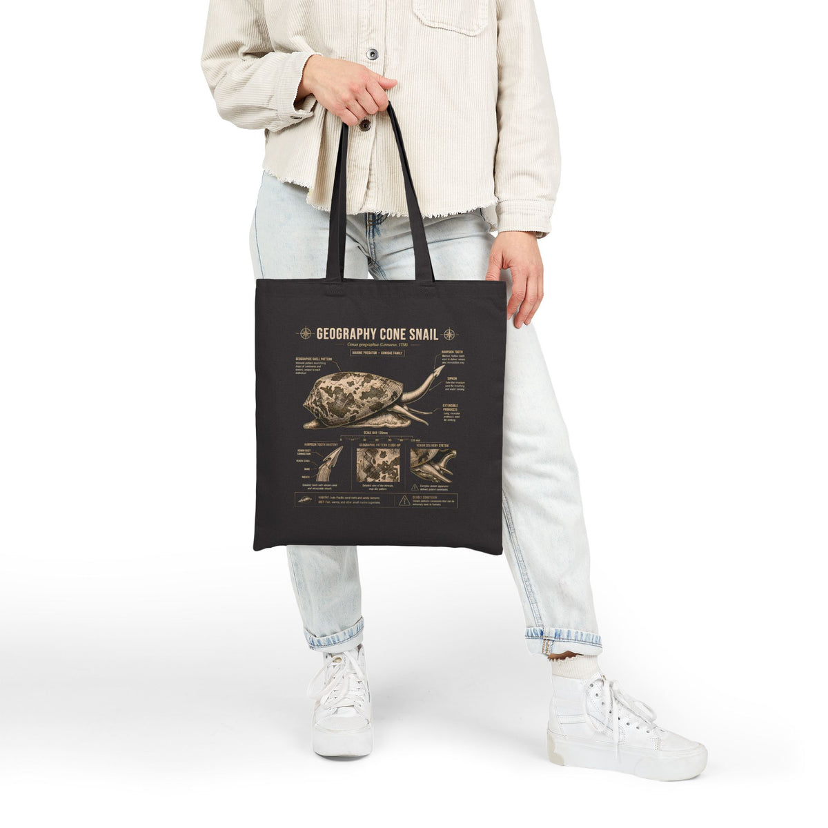 Tote Bag — 'Geography Cone Snail' Anatomy Science Tote (Educational Marine Life Gift)