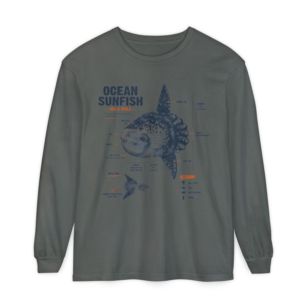 Sunfish Anatomy Long Sleeve Tee — Ocean Sunfish Diagram Shirt