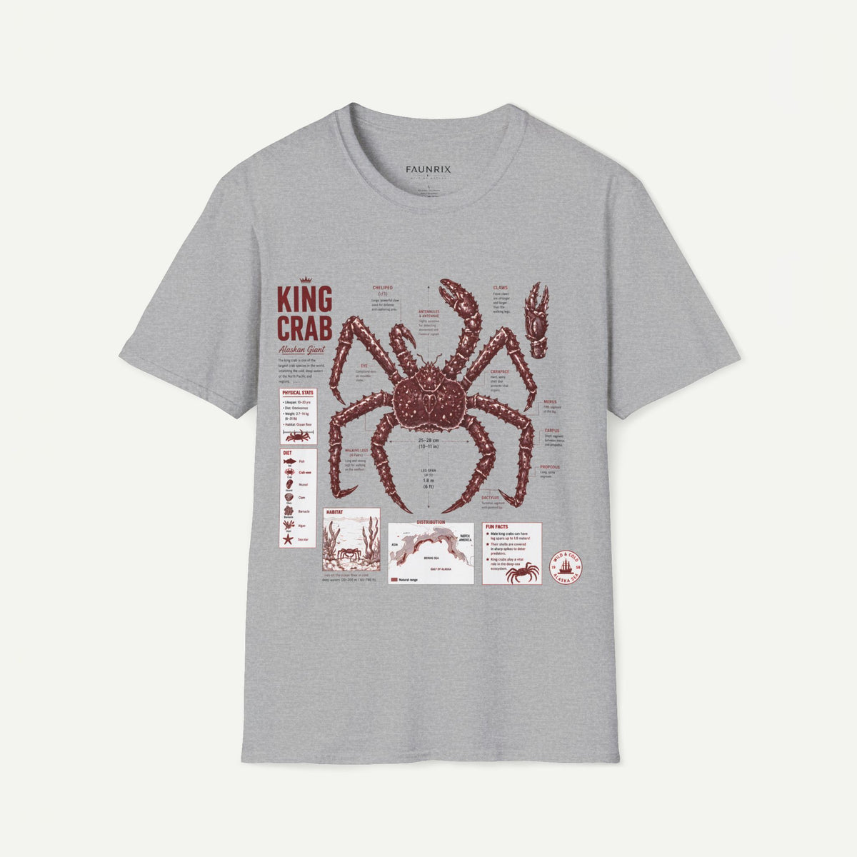 King Crab Anatomy T-Shirt — Vintage Seafood Diagram Tee