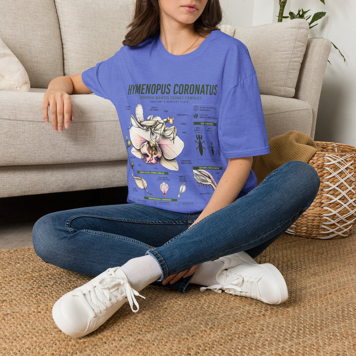 Mantis Anatomy Tee — Hymenopus Coronatus Orchid Mantis Illustration