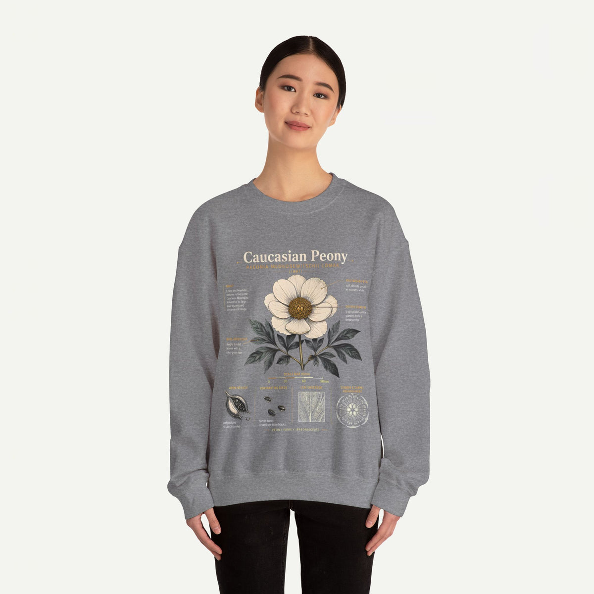 Caucasian Peony Botanical Crewneck Sweatshirt