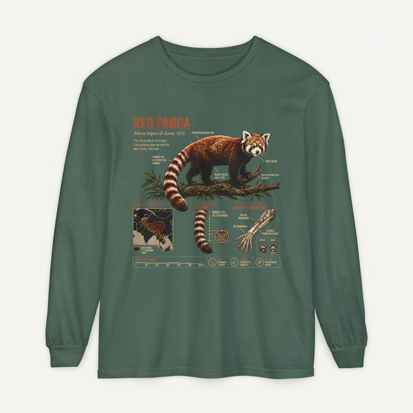 Red Panda Illustrated Long Sleeve Tee — Wildlife Field Guide Shirt