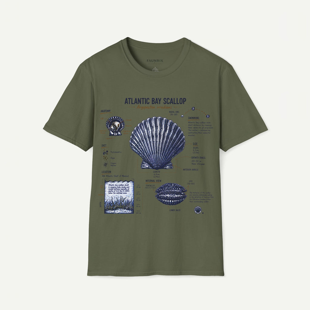 Scallop Shell Anatomy T‑Shirt — Atlantic Bay Scallop Illustration Tee
