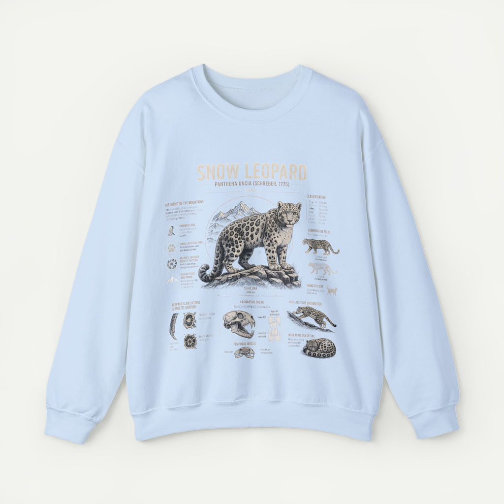 Snow Leopard Anatomy Sweatshirt — Vintage Wildlife Diagram Crewneck