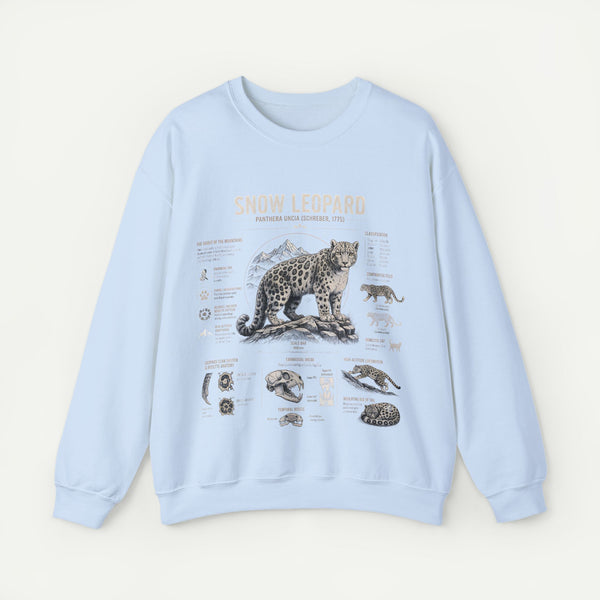 Snow Leopard Anatomy Sweatshirt — Vintage Wildlife Diagram Crewneck