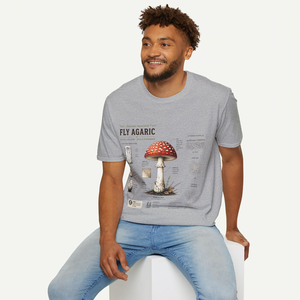 Amanita Mushroom Anatomy T-Shirt — Fly Agaric Botanical Illustration Tee
